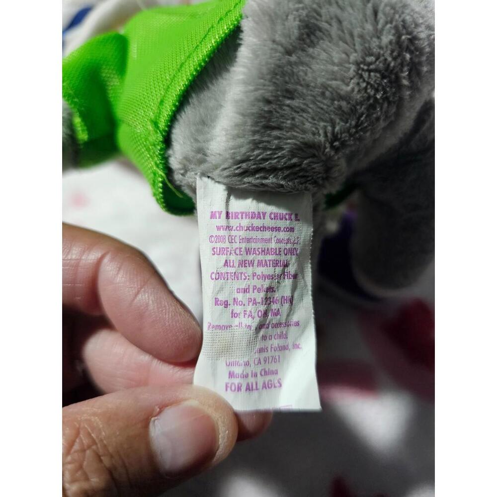 2008 Chuck E Cheese My Birthday Plush Toy Bean Bag Multicolor Cake Hat 11" Pizza - Picture 4 of 15
